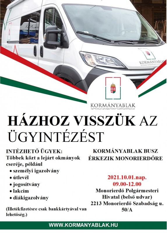 | Kormányablak busz Monorierdőn